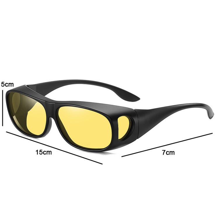 Lunettes de conduite de nuit sur lunettes, verres jaunes anti-reflet UV400, design enveloppant pour hommes et femmes, vision claire et sécurité accrue - 2