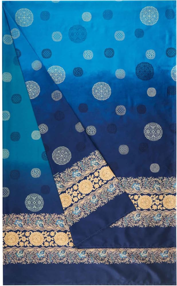Bassetti RAGUSA Baumwoll-Foulard 180x270 Cm – Blau, OEKO-TEX, Vielseitig Als Tischdecke Oder Überwurf