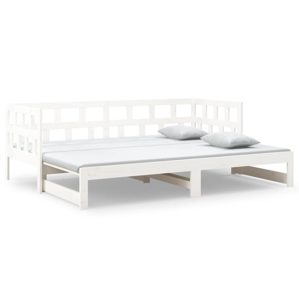Łóżko Drewniane Rama Łóżka Sofa Biała Do Sypialni Pokoju 2x(90x200) cm