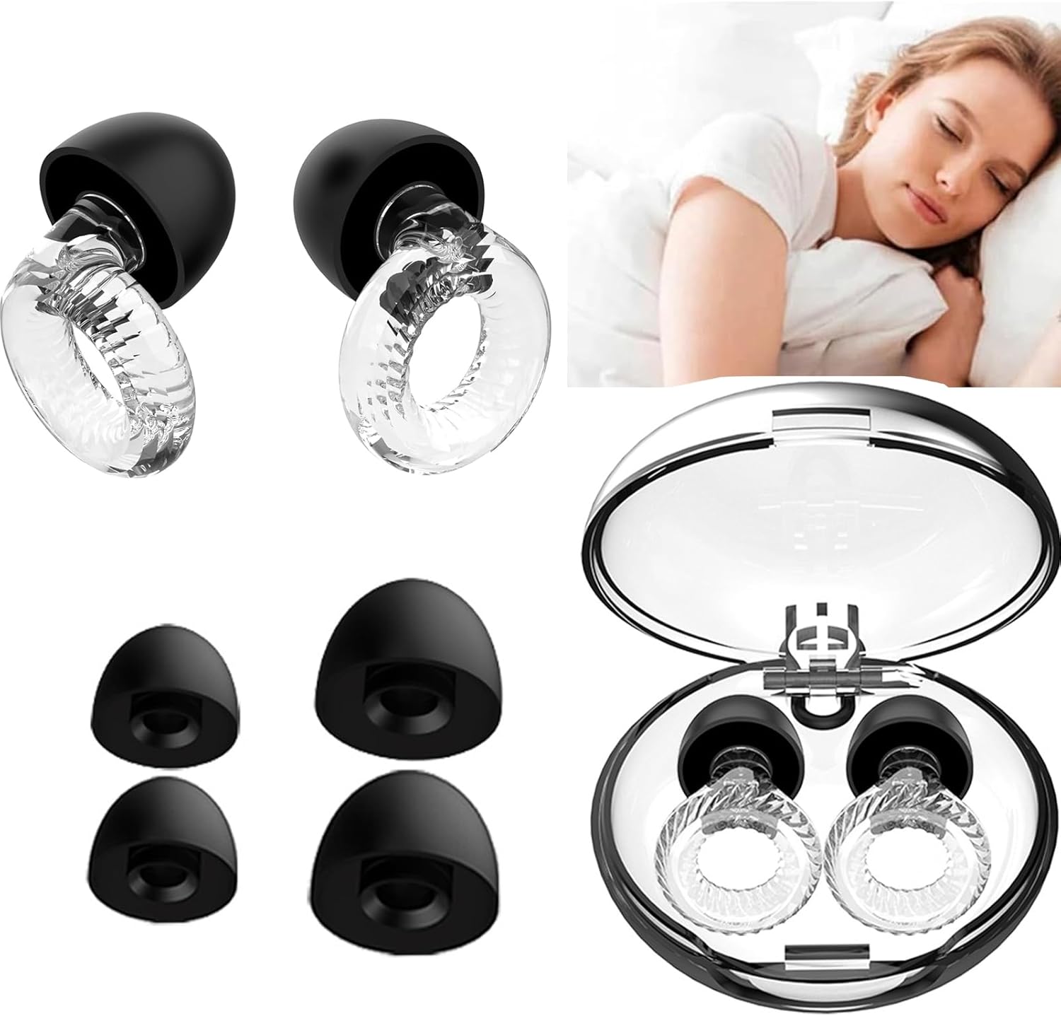 KBNIAN 3 Paires Bouchons D'Oreilles Antibruit Silicone Réutilisables Avec Cordon Et Boîtes - Pour Sommeil, Concert, Moto, Avion