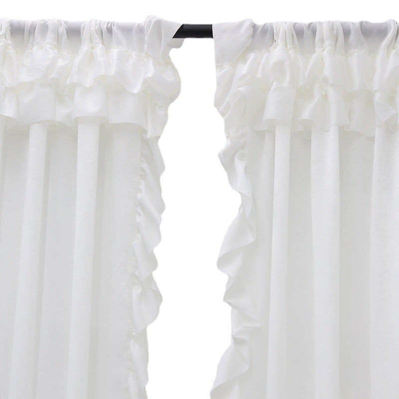 Cortinas con volantes de terciopelo francés blanco (100 x 200 cm) para balcón y sala de estar Producto terminado - 5