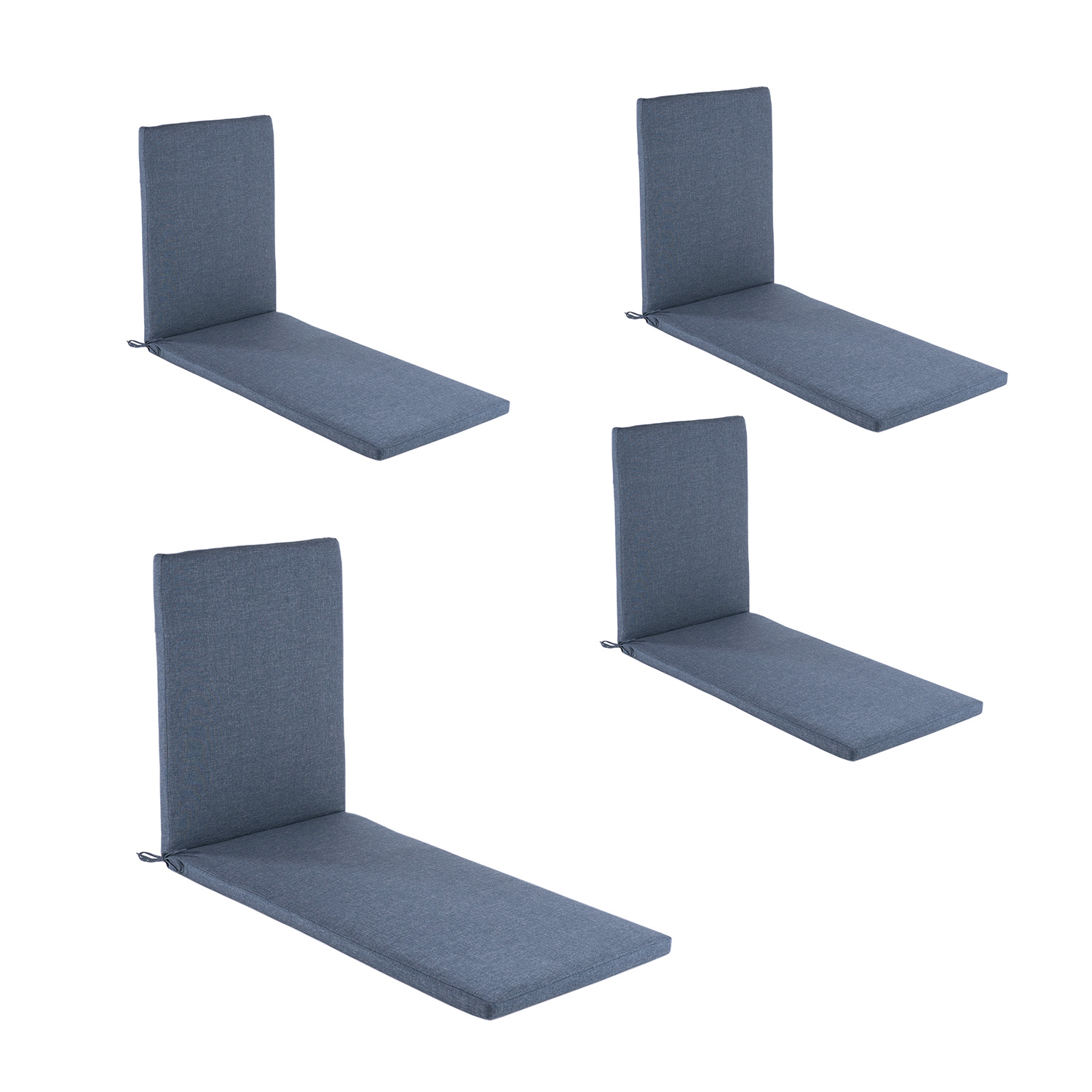 Pack de 4 cojines para tumbona olefin azul 196x60x5 cm