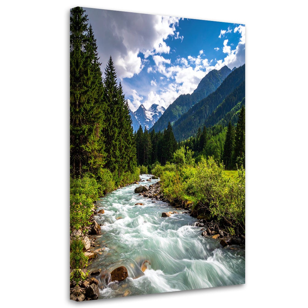 Obraz do salonu sypialni biura, Pejzaż górski potok natura 60x90