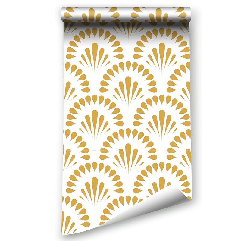 Płytka Ścienna Złote Płatki - Panel Samoprzylepny 0.45x3m Wodoodporny, Konfigurowalny, Elegancki do Łazienki, Kuchni i Kominka