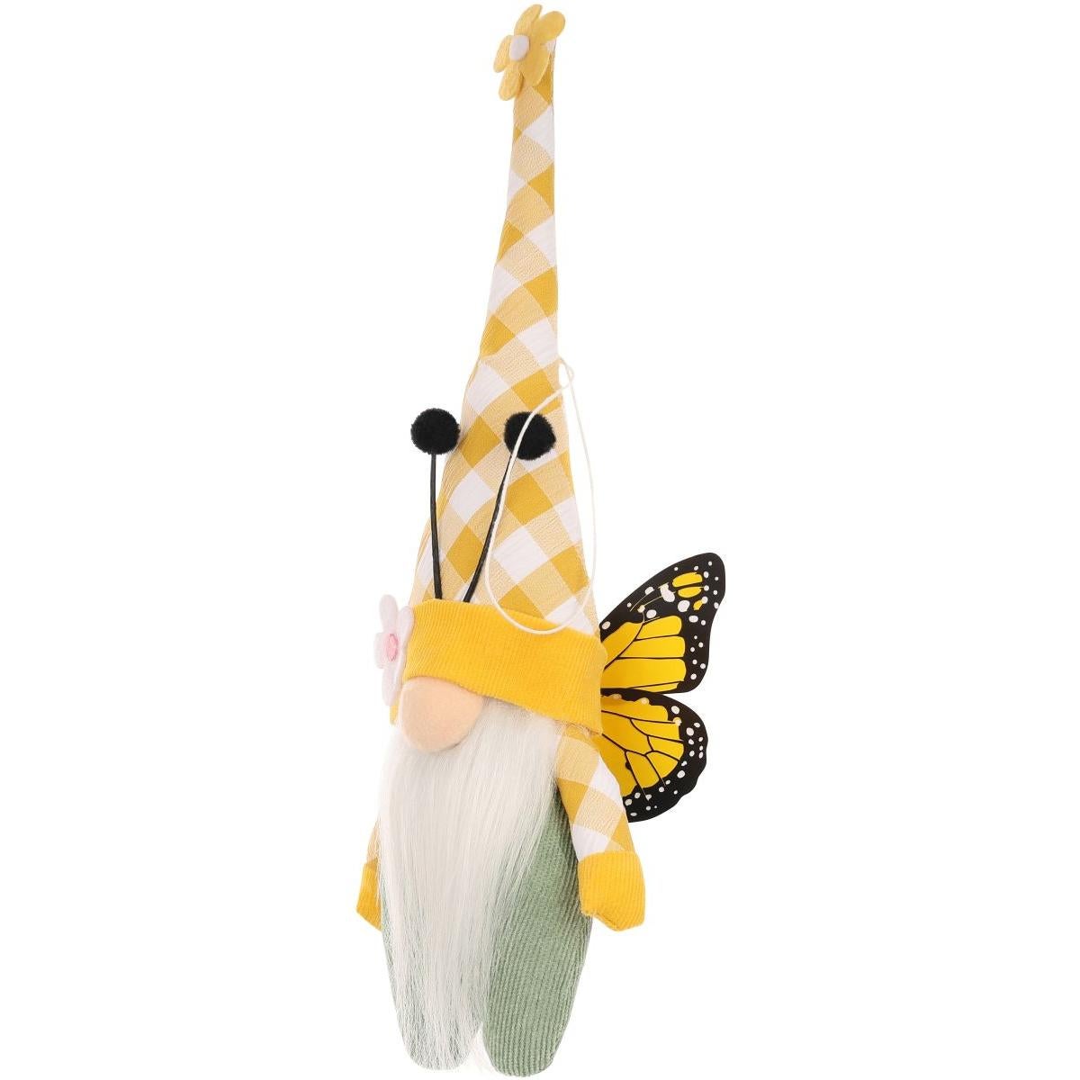 Skrzat gnom motyl 25 cm dekoracja wiosenna żółty