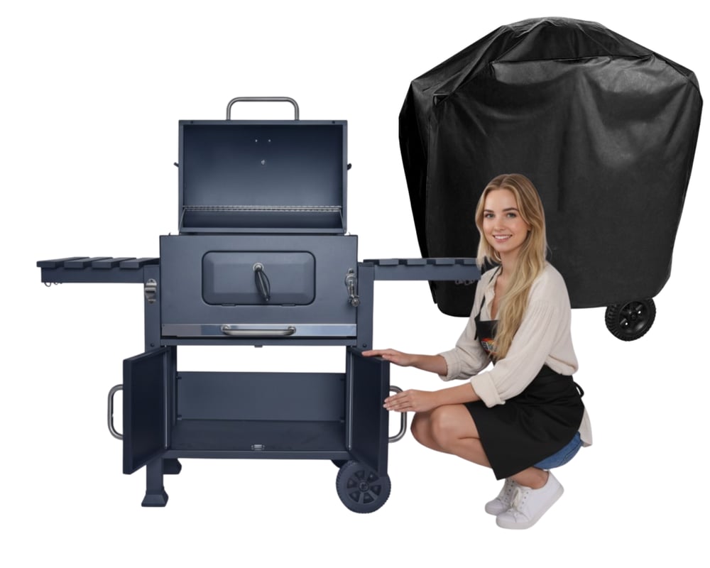 GRILL WĘGLOWY DEKRAFT ANGULAR Z SZAFKĄ RUSZTEM ŻELIWNYM I POKROWCEM !!!