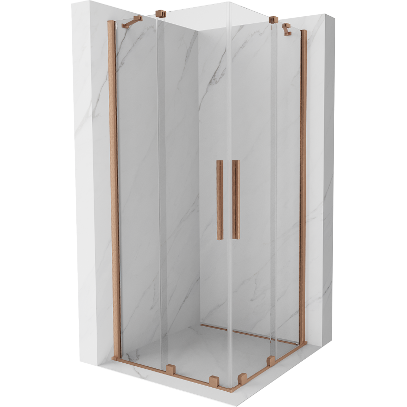 Mexen Velar Duo kabina prysznicowa rozsuwana 90 x 90 cm, transparent, miedź szczotkowana - 871-090-090-02-65