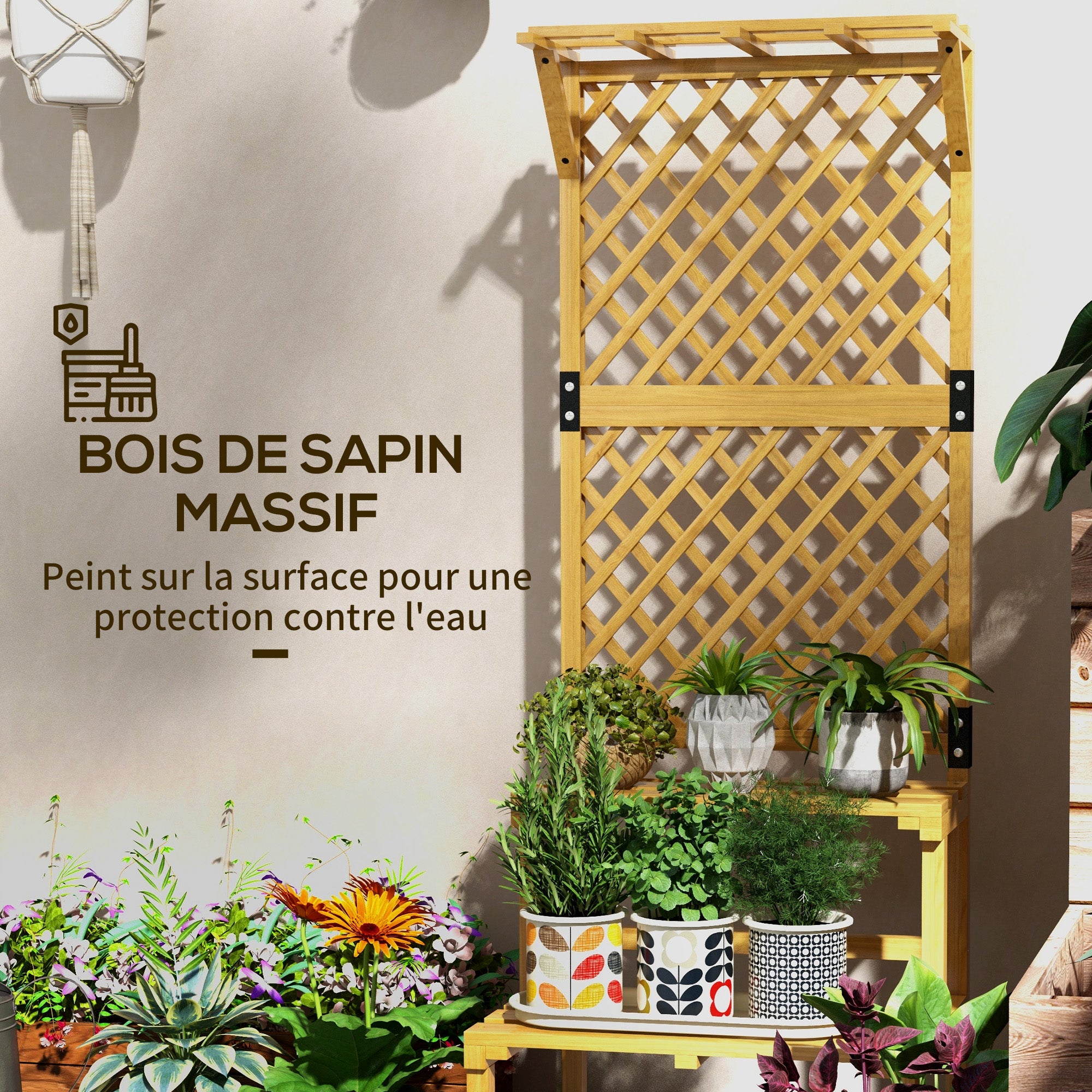 Support pour plantes Bois de sapin Outsunny - 5