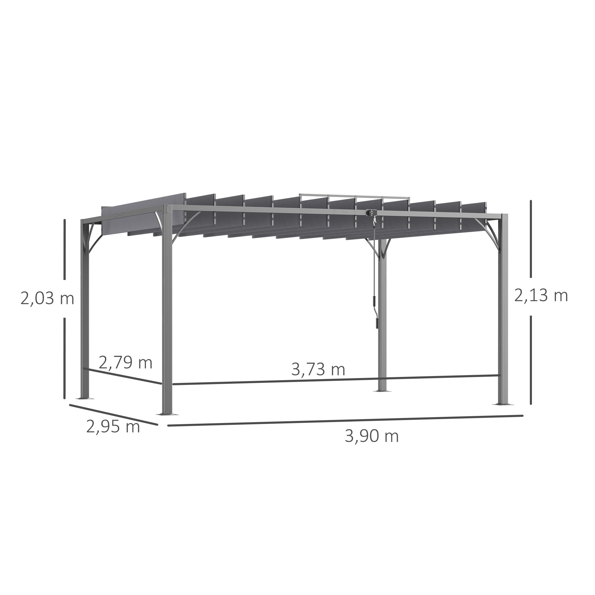 Pergola 4x3 m bioclimatique pergola avec lames orientables style contemporain UV 50+ aluminium - gris - 5
