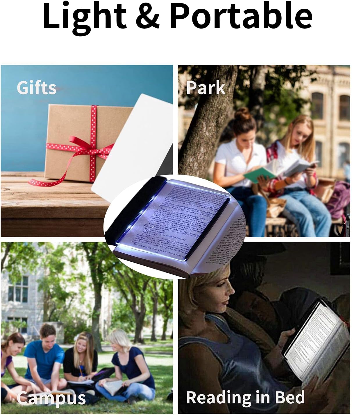 Luce Da Lettura LED Per Libri - Lampada Notturna Protezione Occhi, Pannello Luminoso Per Letto, Camera
