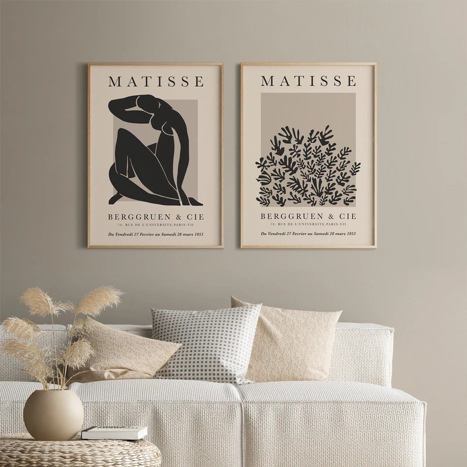 Ensemble de 2 (20 × 30 cm) Impressions sans cadre, Henri Matisse Toile Botanique Abstraite Nordique Salon Chambre HD Peinture Murale Aérographe Décora - 2
