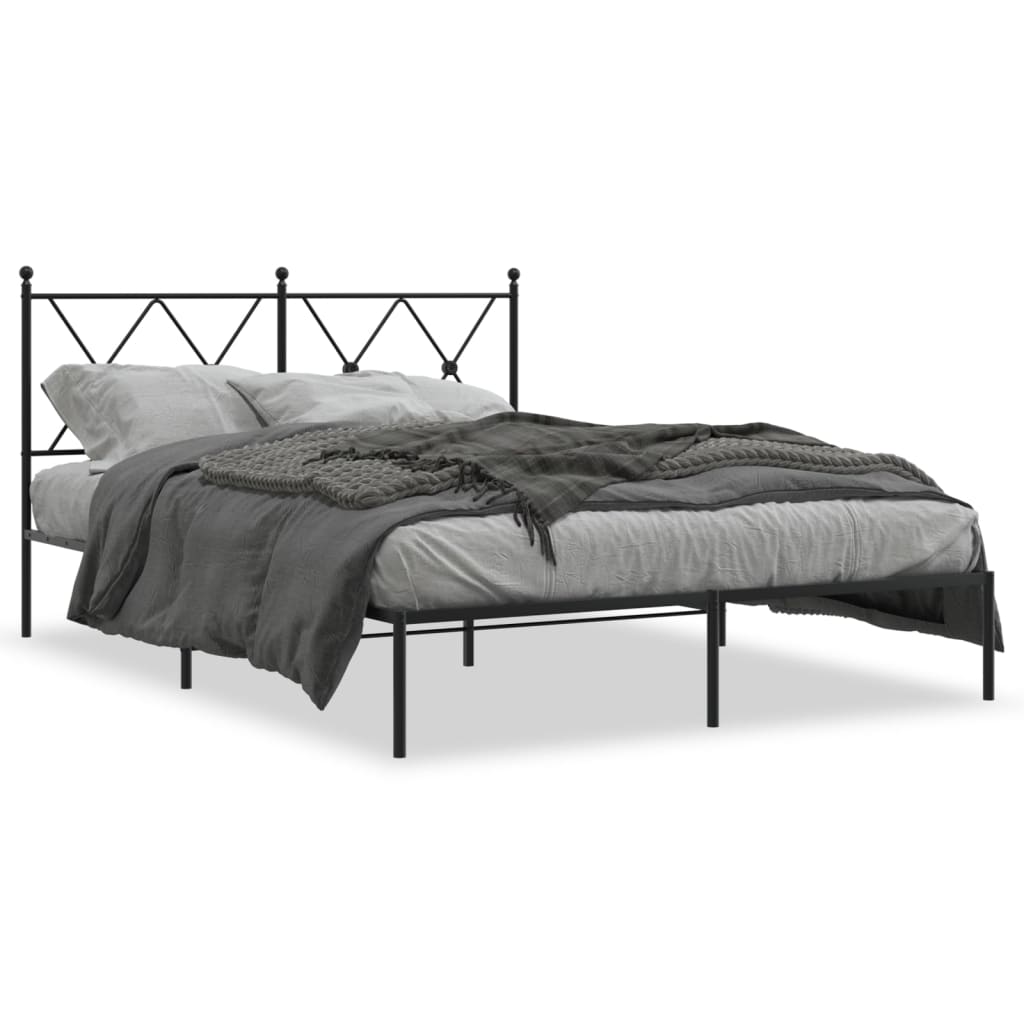Łóżko Metalowe Czarne Rama Łóżka Ze Stelażem Do Pokoju Sypialni 140x190 cm