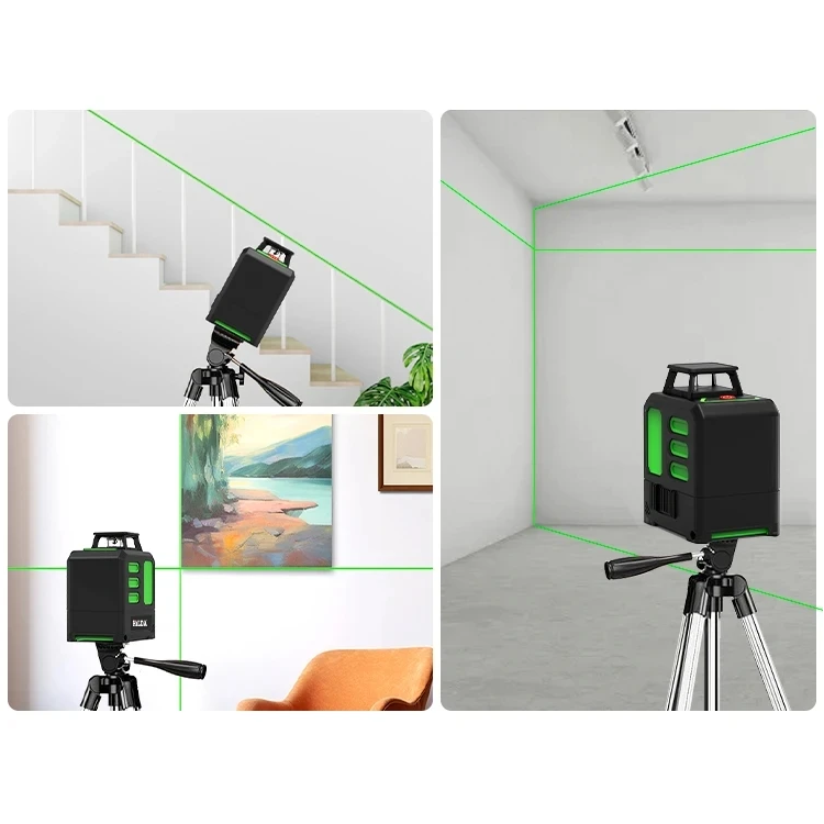 Livella laser ad alta precisione a 5 linee con treppiede, autolivellante a 360°, livella laser a mirino per la posa di pavimenti e l'edilizia, ecc. - 7
