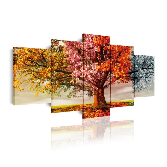 DekoArte - Impression Sur Toile Moderne | Décoration Pour Le Salon Ou Chambre | Paysage Arbre Quatre Saisons | 200x100cm