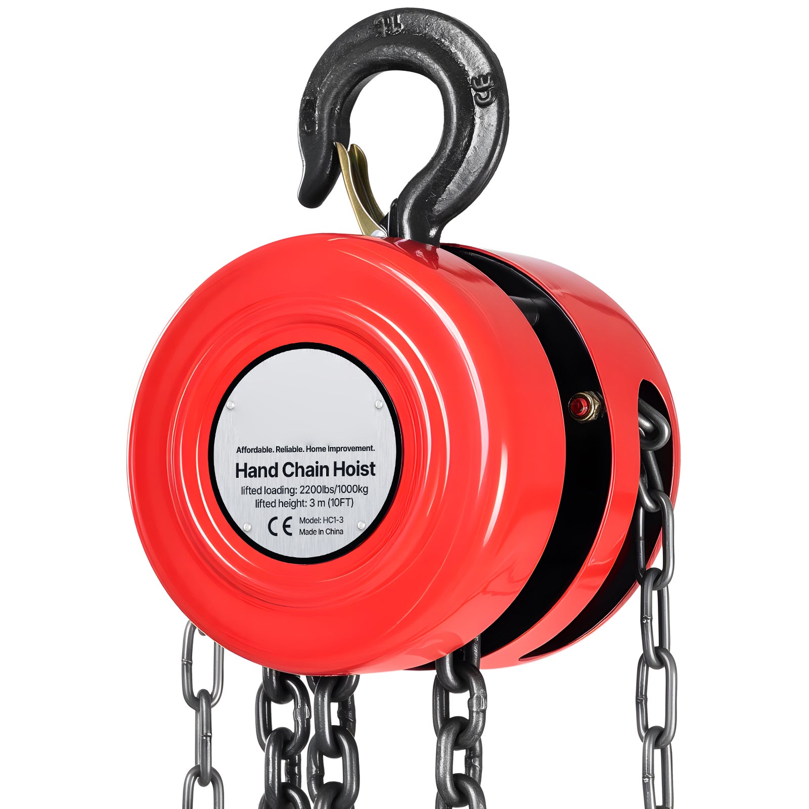 Palan manuel a chaine SucceBuy, capacite de charge 1 tonne, hauteur de levage 3 m, equipe deun crochet robuste, chaine G70 et frein securite mecanique - 8