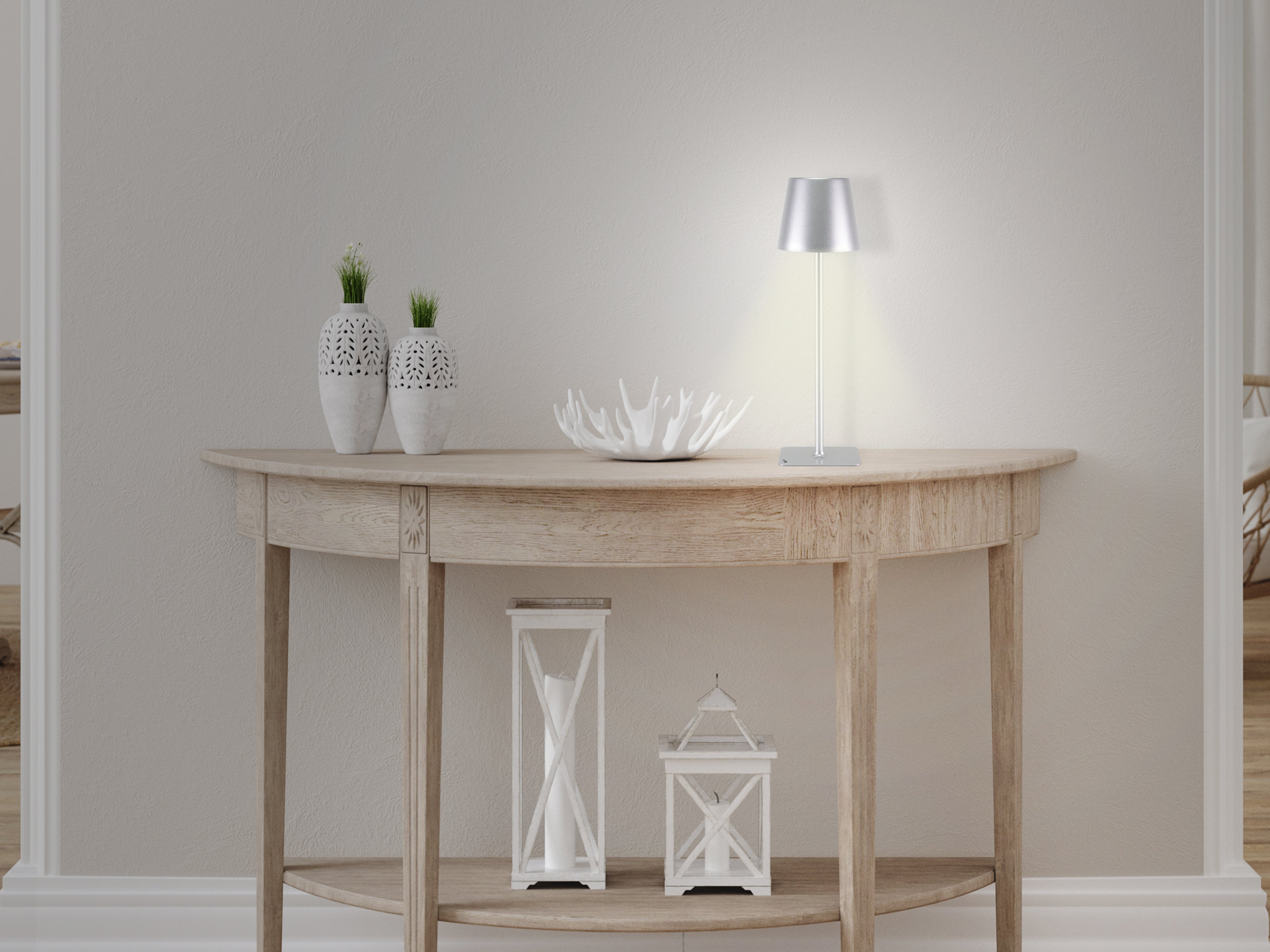 BEPER P201UTP117 Lampada da Tavolo Senza Fili 2in1, Lampada Touch da Scrivania, 1,5W, Adattatore per bottiglie incluso, Argento - 7