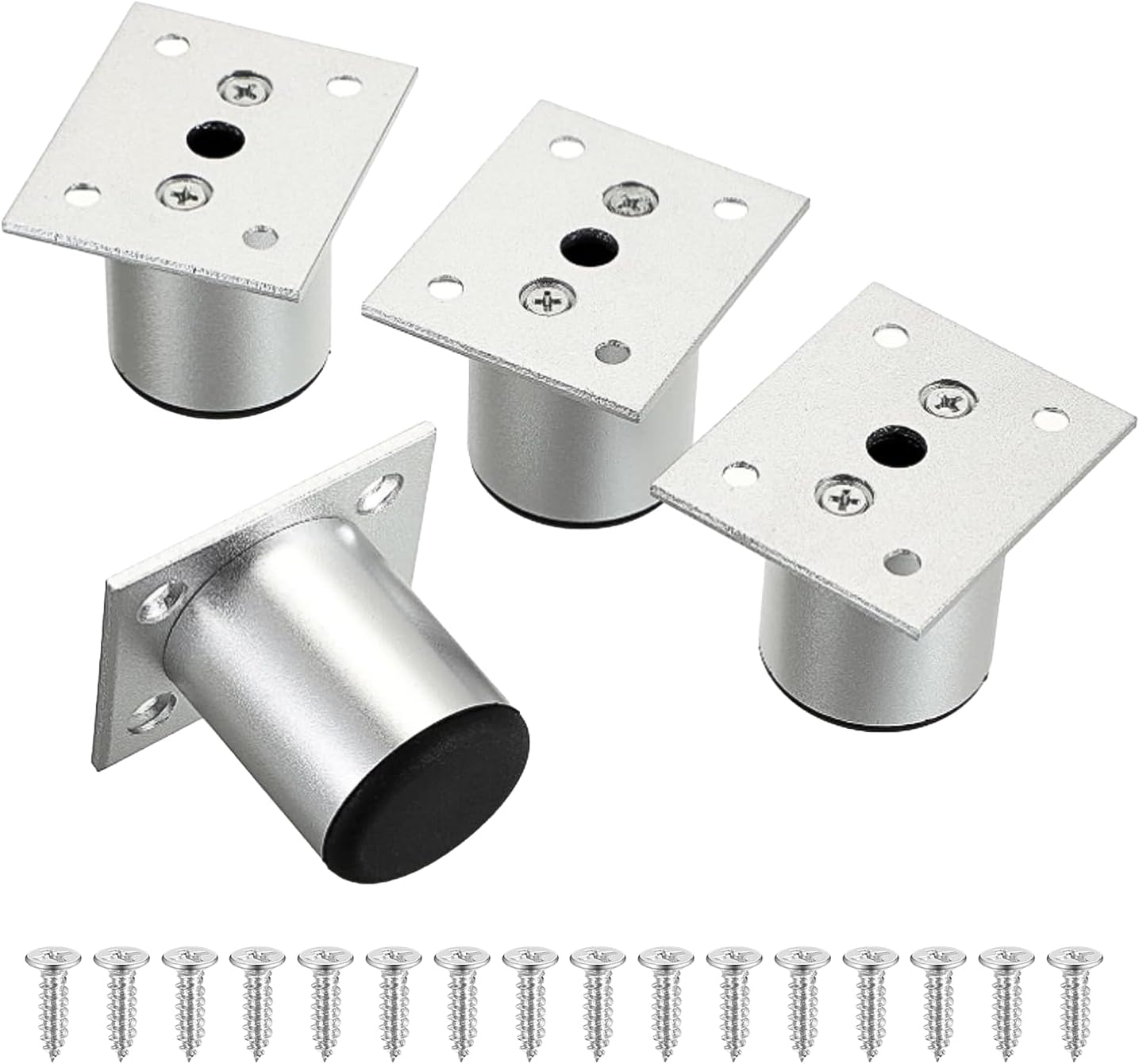 Set de 4 picioare de mobilier din aluminiu reglabile pe înălțime - interval de reglare de 5 cm - picioare pentru dulapuri, paturi, mese, canapele 4buc