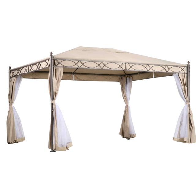 Gazebo da esterno 3x4 mt in acciaio e poliestere con zanzariera perimetrale Joseline