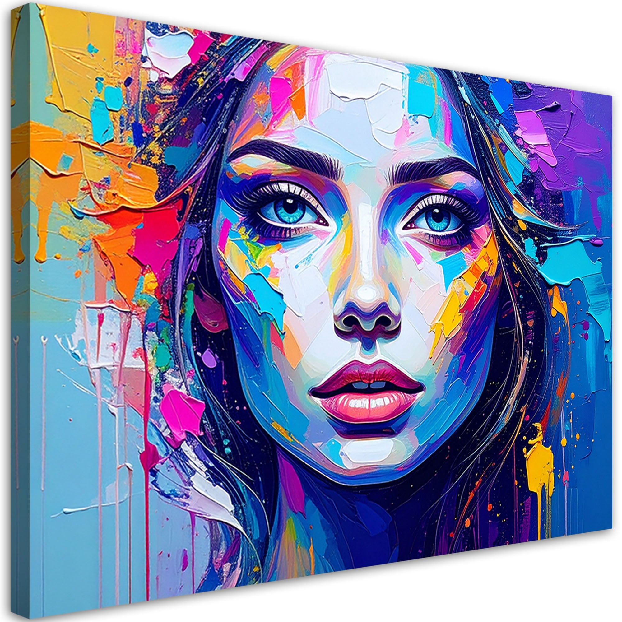 Obraz nowoczesny do salonu sypialni, Kolorowy Portret Twarz Kobiety 100x70