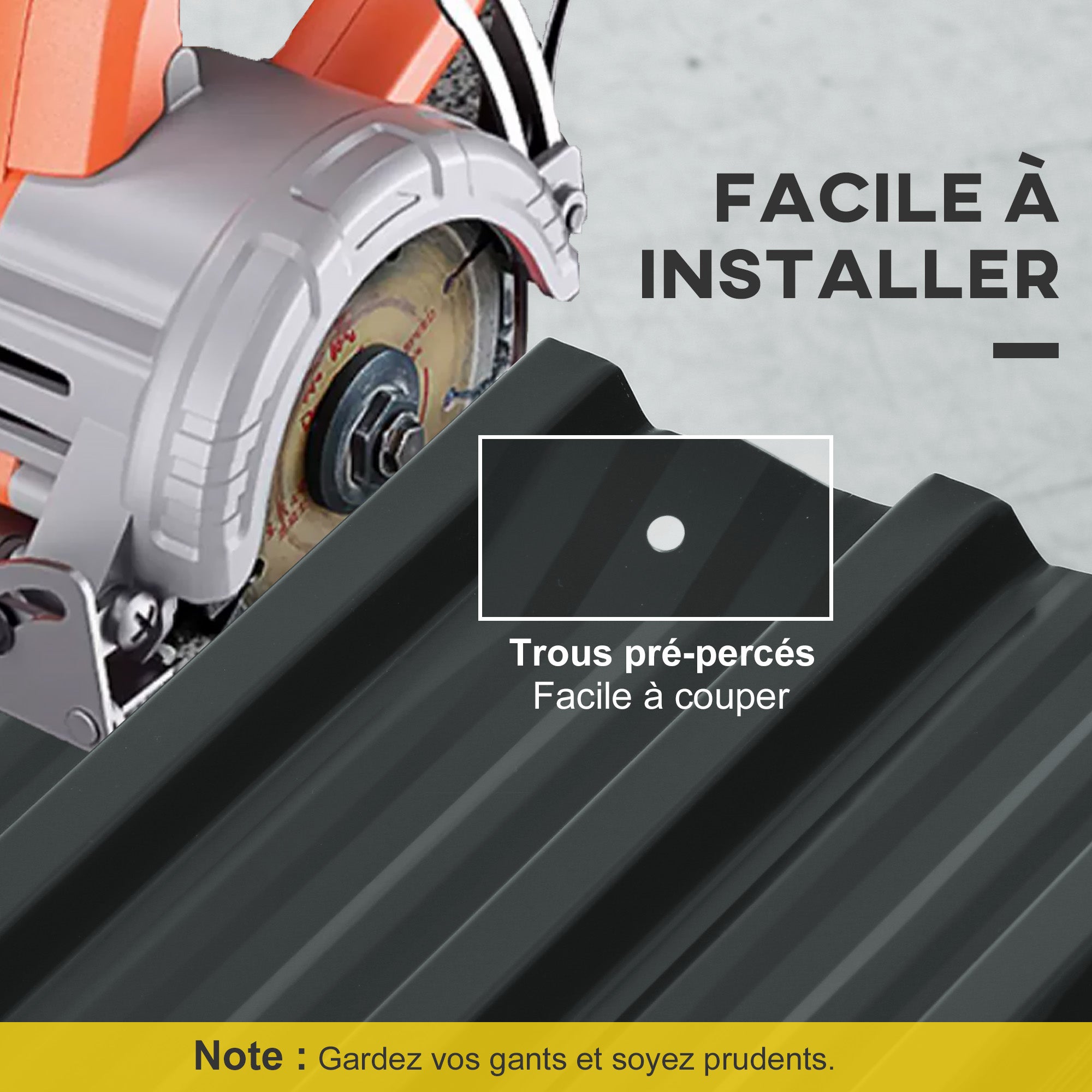 Conjunto de 12 paneles de acero galvanizado, resistentes a la intemperie, color gris antracita, dimensiones del panel 129L x 45W cm - 7