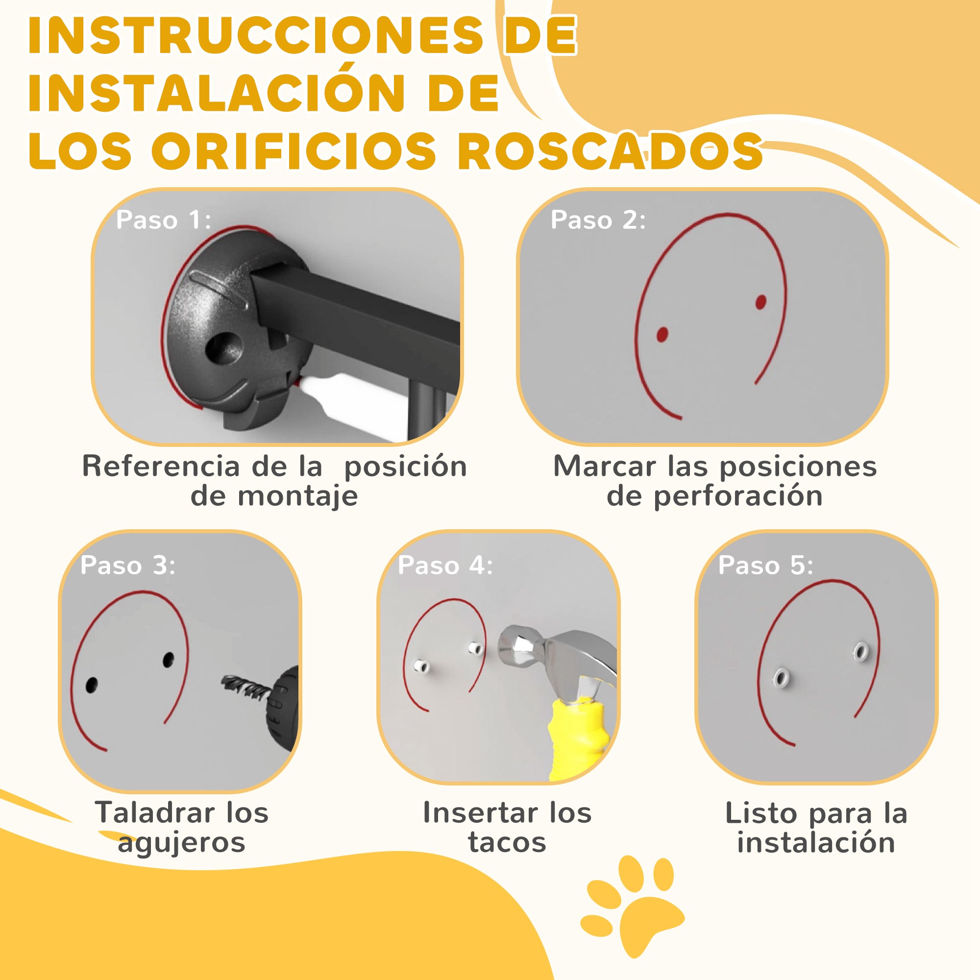 Barrera para Perros PawHut Acero, Plástico Blanco 206x90 cm - 4