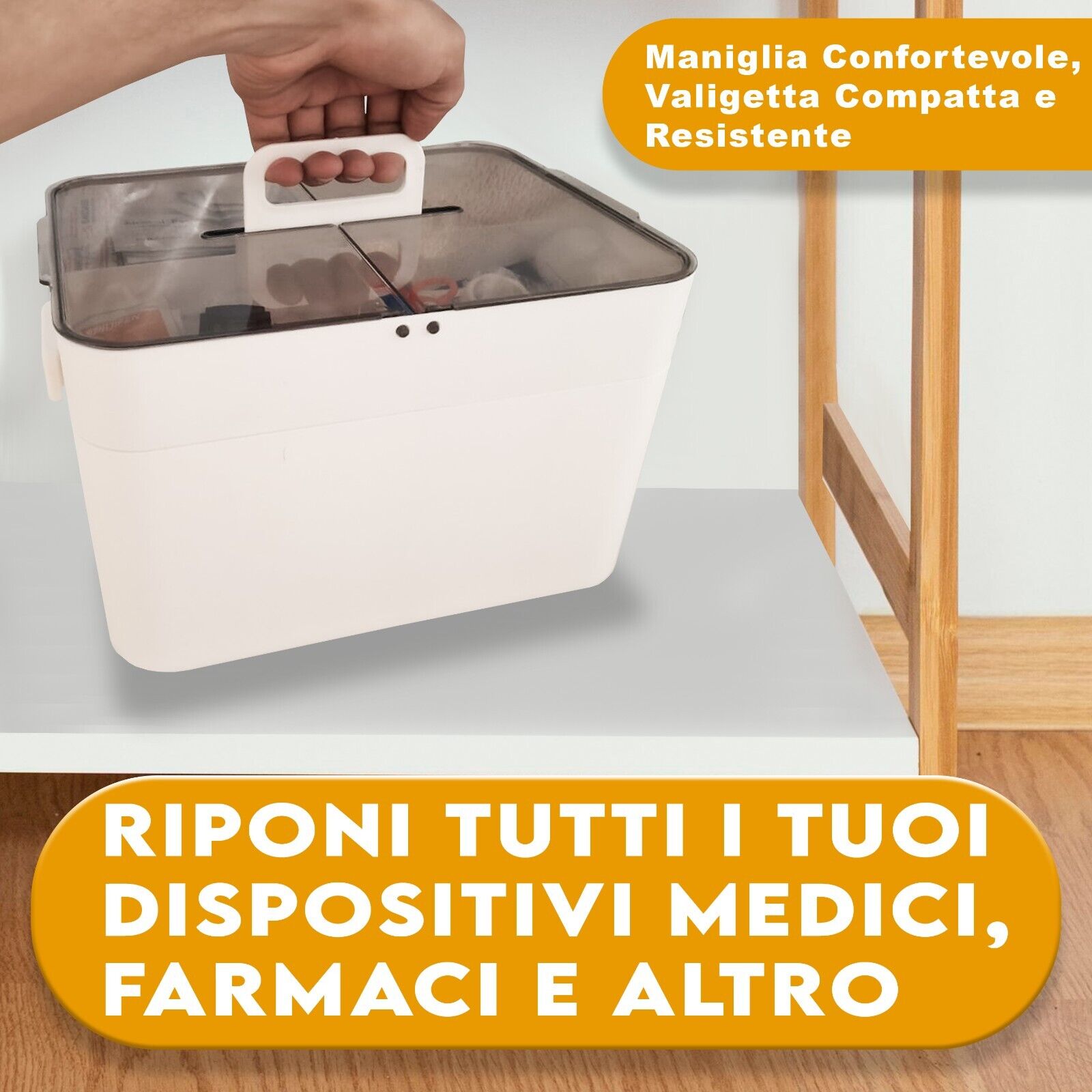 Scatola contenitore in plastica multiuso organizer box contenitore riporre cosmetici scrivania cucina medicinali Maka 18x27x21 Arancio - 6