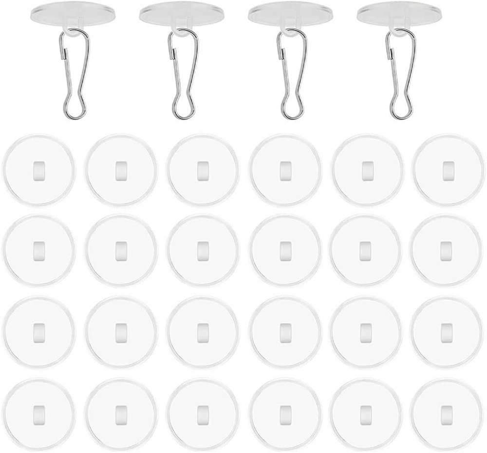 30 sztuk samoprzylepnych przezroczystych haczyków sufitowych, haki sufitowe bez wiercenia z klipsami do masztu flagowego, dekoracyjne haki do domu, b