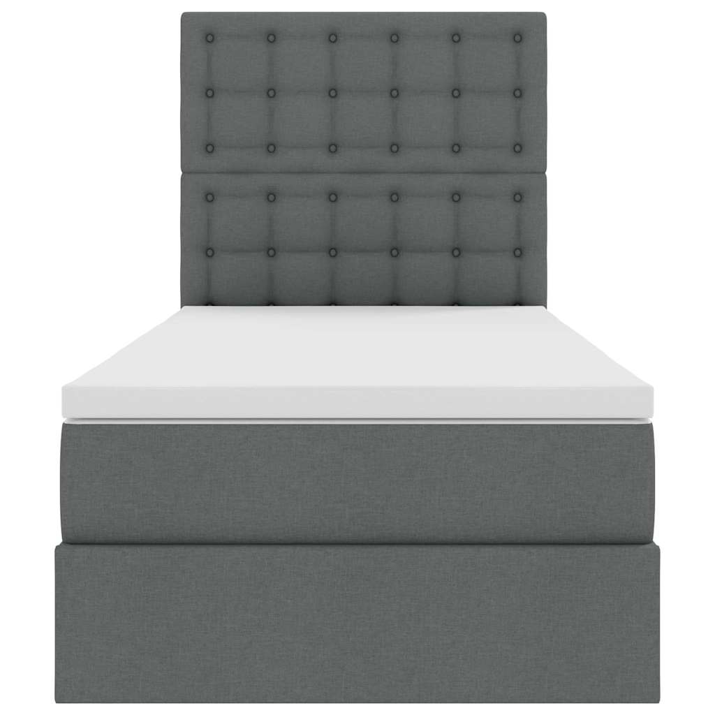 Lit avec rangement et matelas en tissu gris foncé, pour la chambre, 90 × 190 cm - 7
