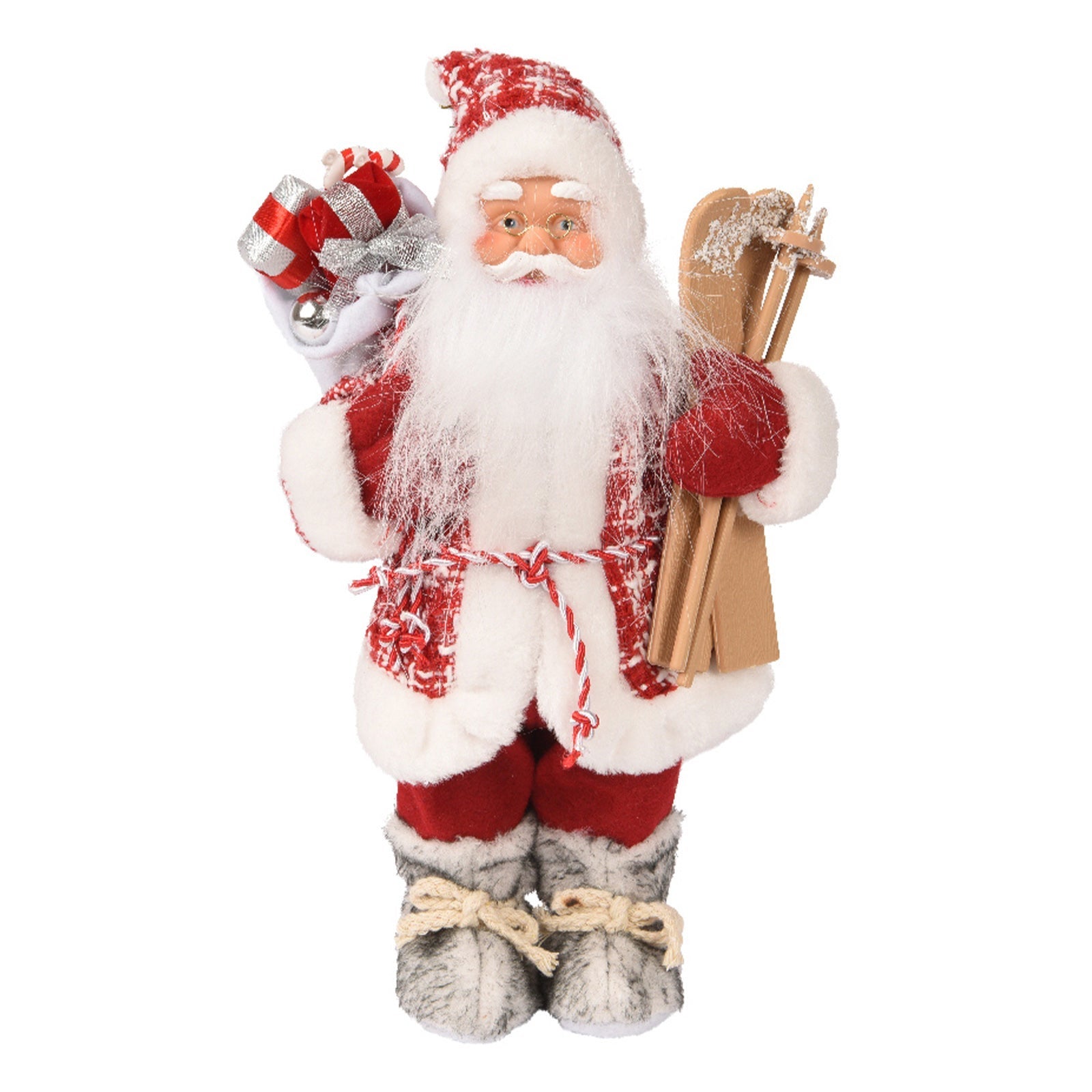 Statuette Du Père Noël Avec Emballage Cadeau Et Traîneau Décoration Intérieure H 45 Cm / Titre
