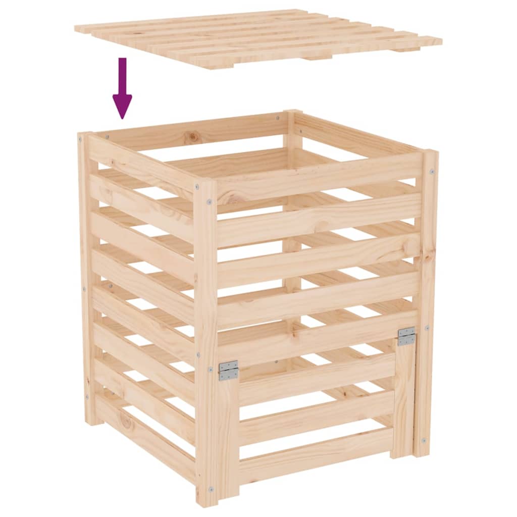 vidaXL Composteur 63,5x63,5x77,5 cm Bois massif de pin - 8