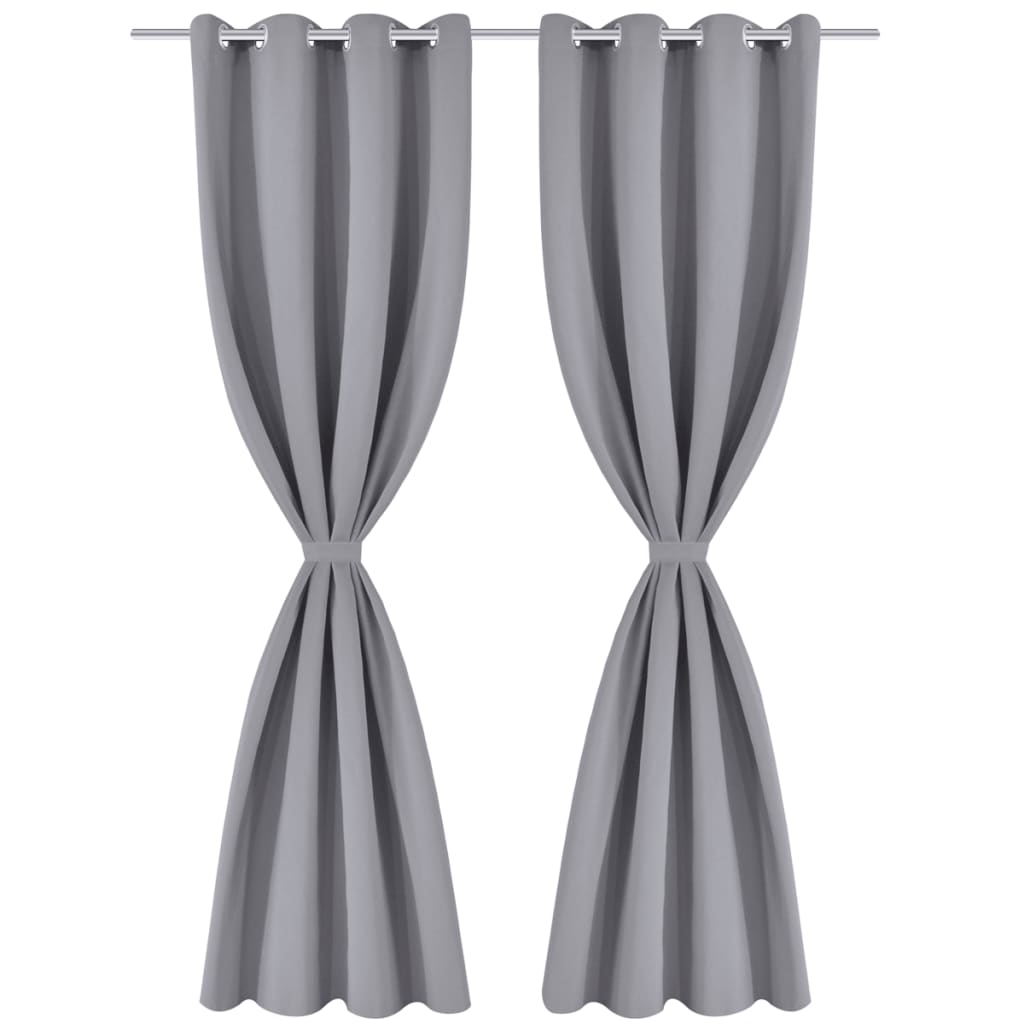 2 cortinas grises oscuras con anillas metálicas, blackout 135 x 245 cm cfw88364