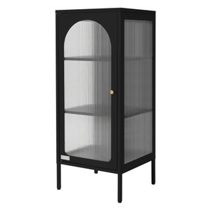 Vitrine étroite 42x175x40 Cm Noire - Armoire Avec 5 Compartiments Et Porte Magnétique - Style Industriel Pour Salon, Bureau Ou Couloir
