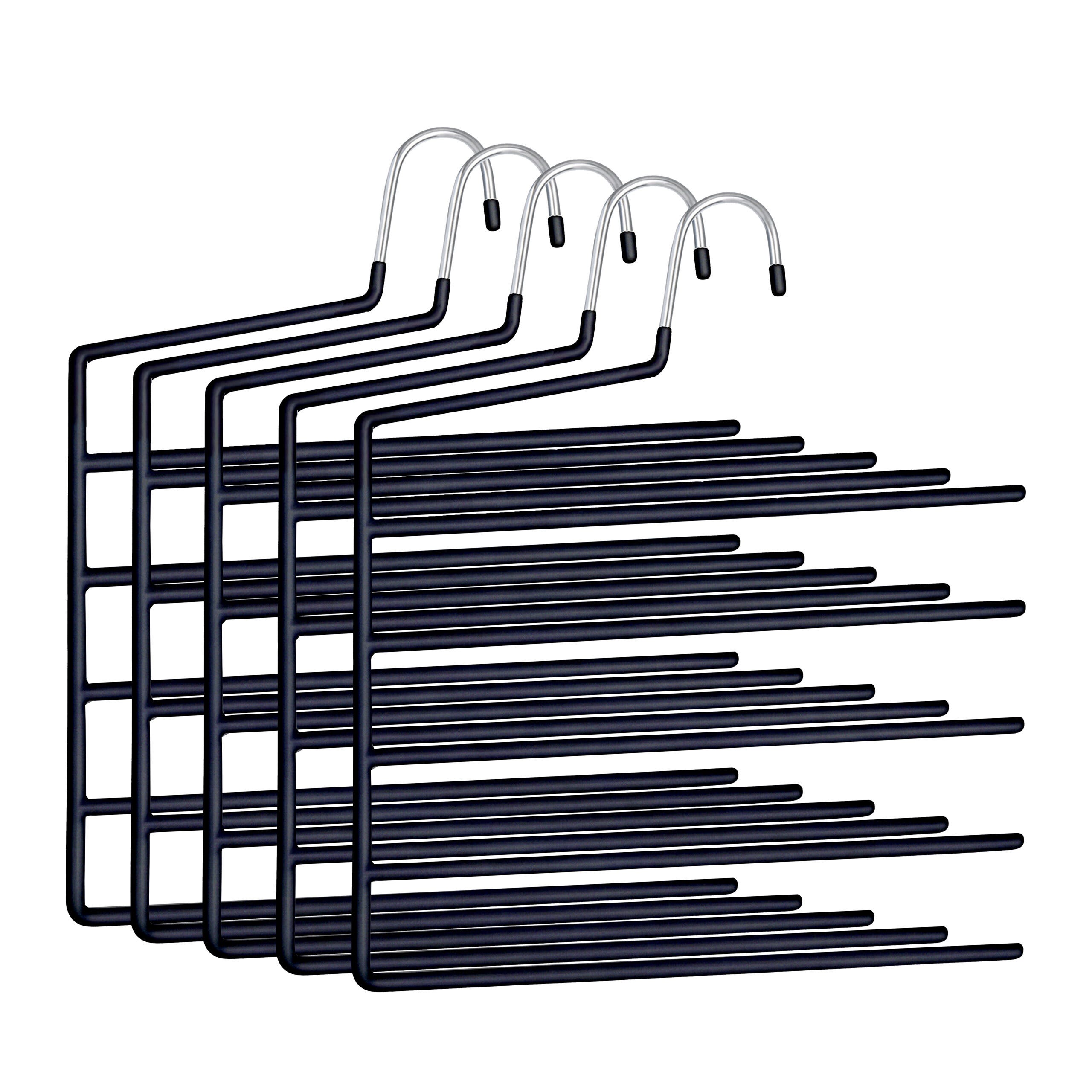 Set di 4 grucce in acciaio inox per pantaloni, antiscivolo, con estremità aperta Set di 4 grucce in acciaio inox per pantaloni, antiscivolo, con estremità aperta