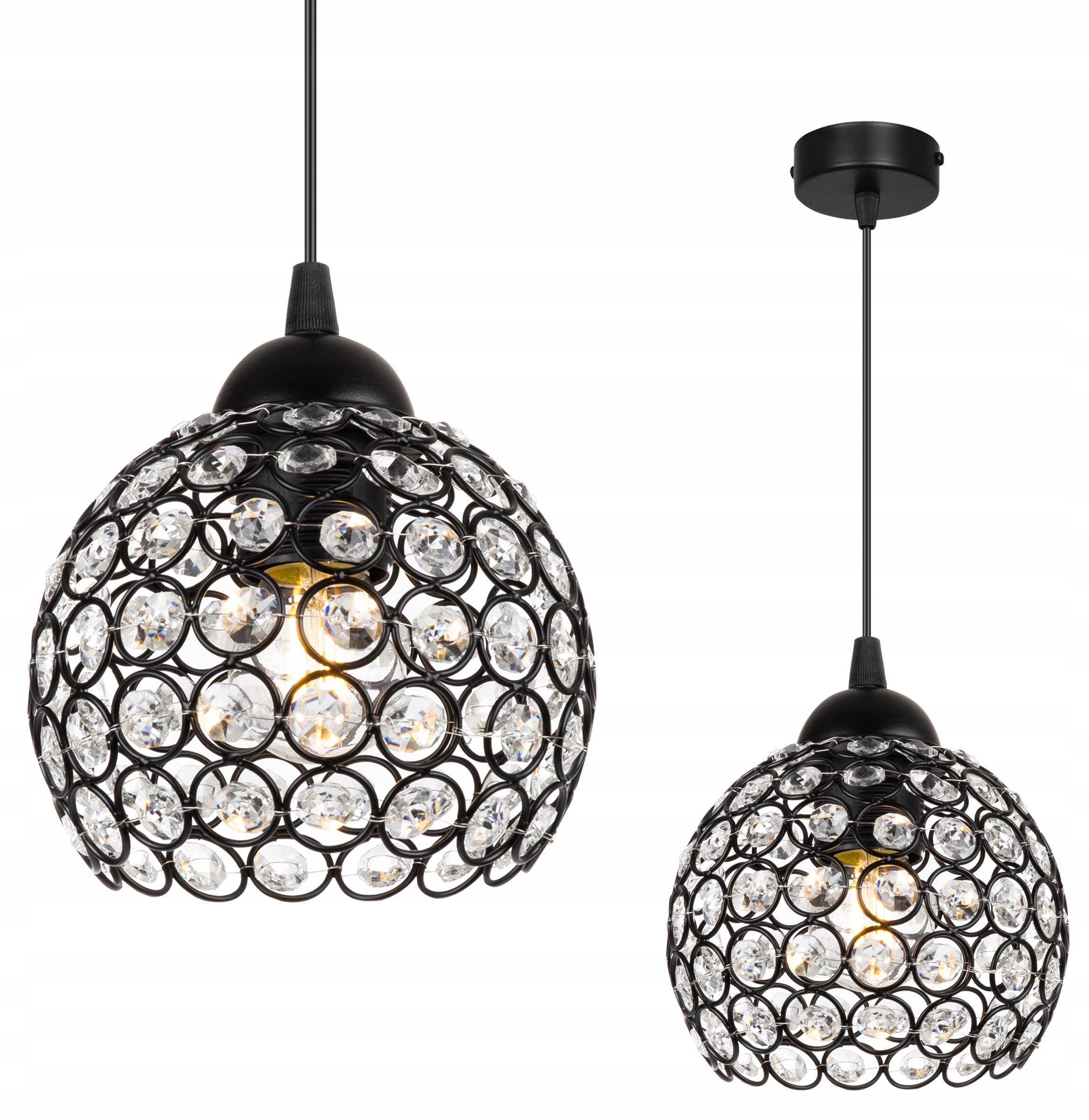 Lampa sufitowa wisząca classy Crystal 1xE27 klosz kula kryształowa grafitowa Light Home LH