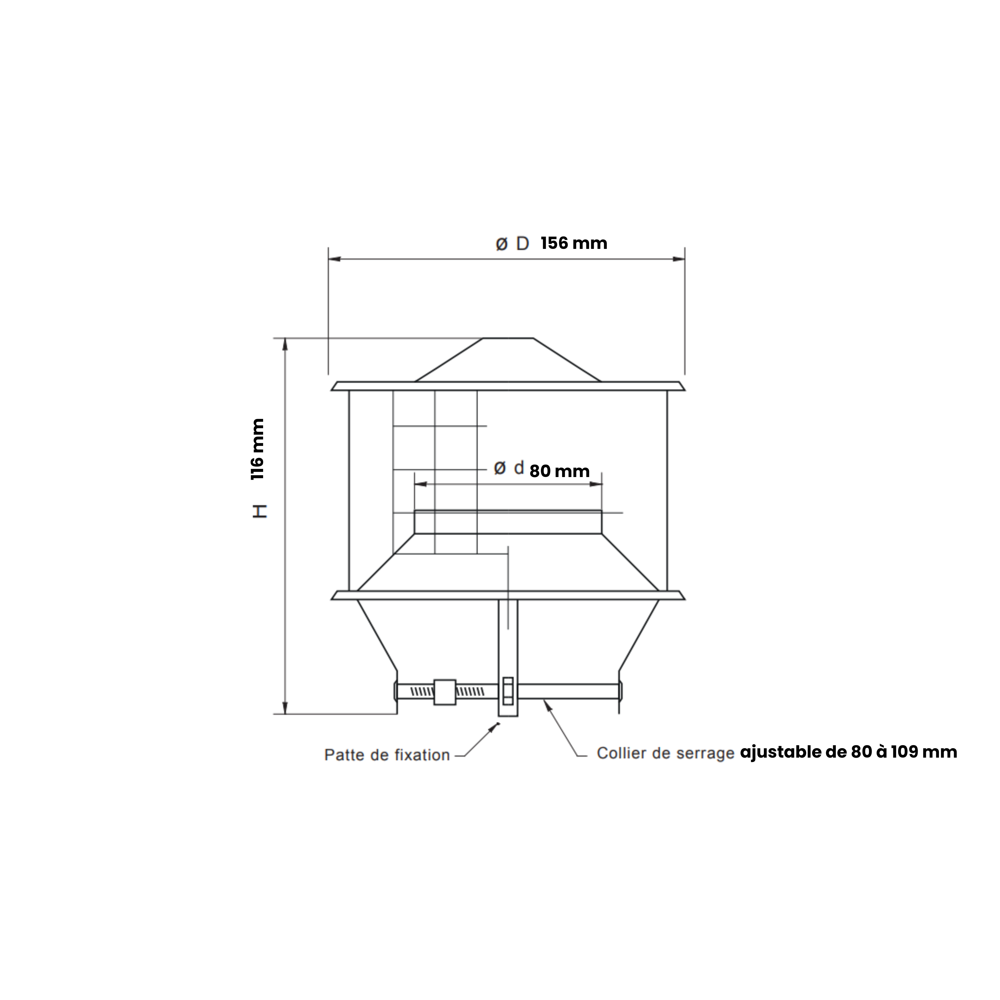 Chapeau de cheminée en Aluminium - Pour conduit diamètre 80 à 109 mm - 2