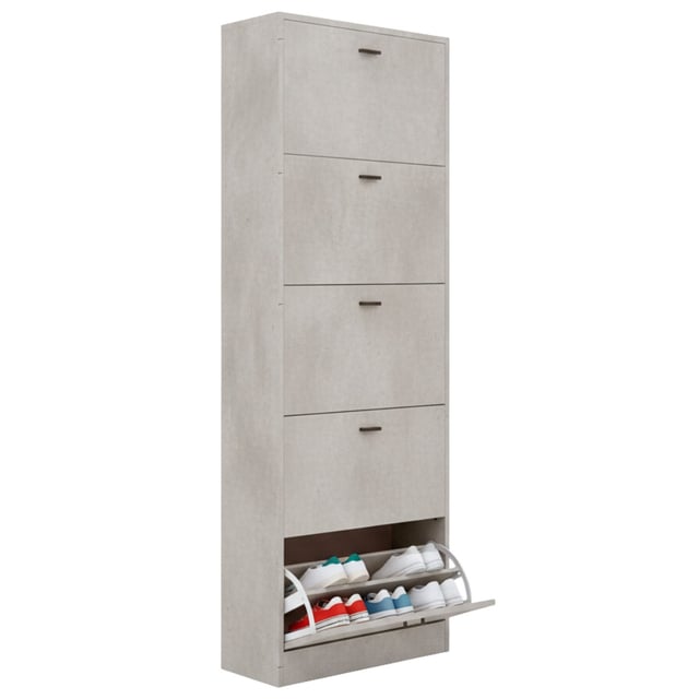 Scarpiera Salvaspazio ribaltabile con cassettoni mobile portascarpe armadio scarpe organizer scarpe ingresso corridoio 5 Ripiani Cemento