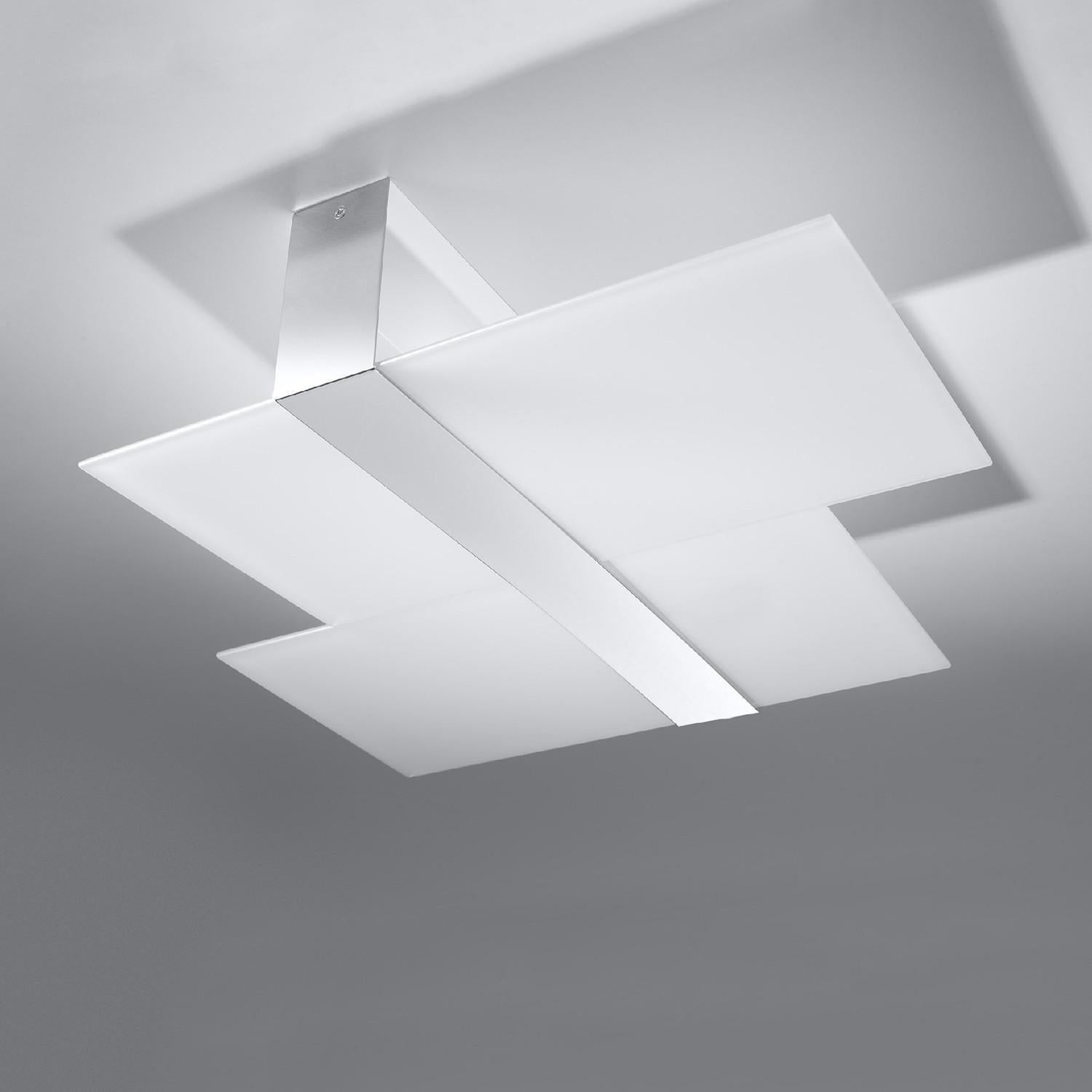 Plafon Massimo niestandardowy srebrno-biały 2xE27x20W wym: 11 x 66 cm IP20 szkło Sollux Lighting