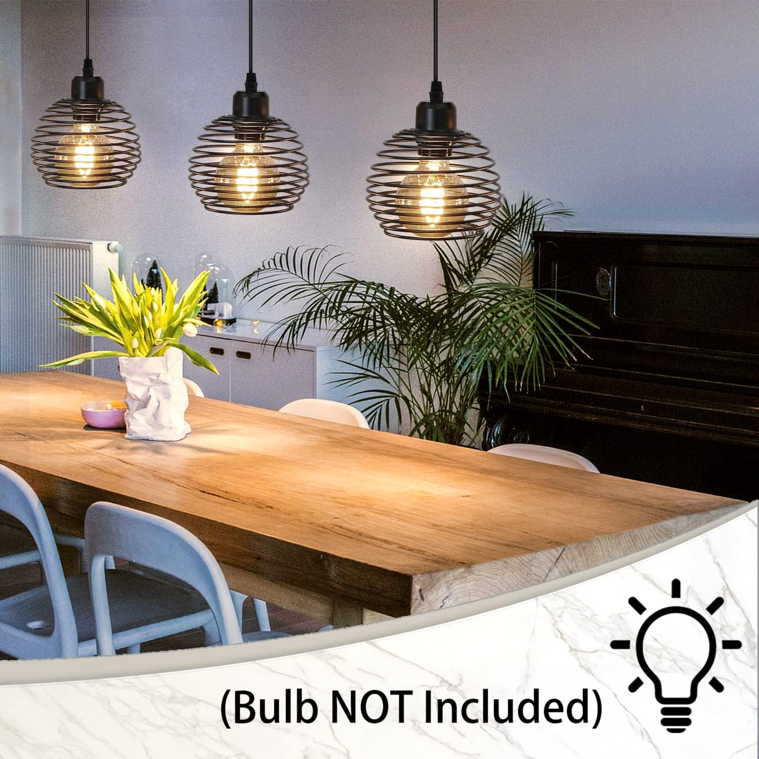 1 Czarna metalowa lampa wisząca E27, vintage, industrialna, kuchenna lampa wisząca do jadalni, salonu . Żarówka nie jest dołączona. - 4