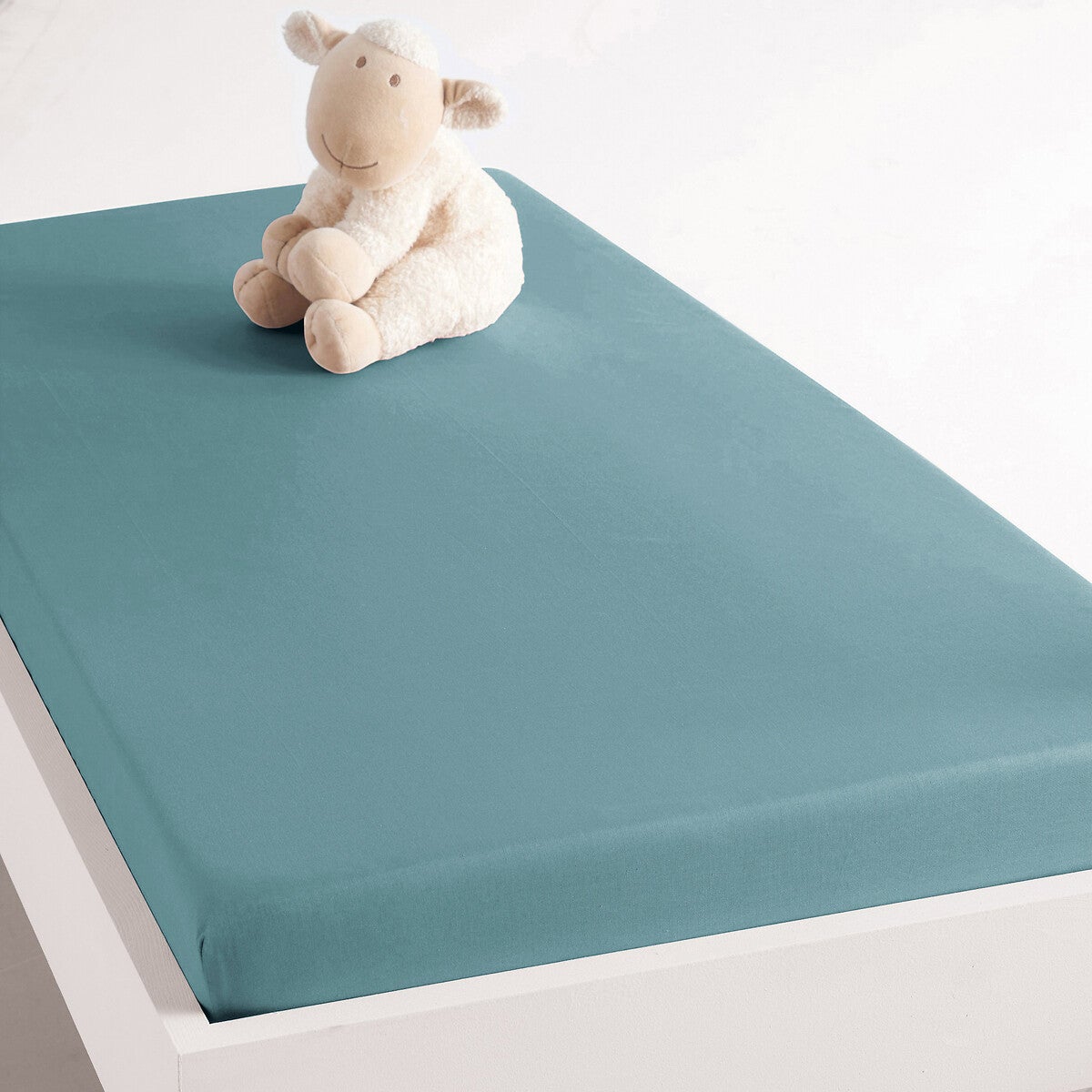 Drap housse enfant uni en polycoton, Scenario - Bleu azur - 90 x 200 cm - 5