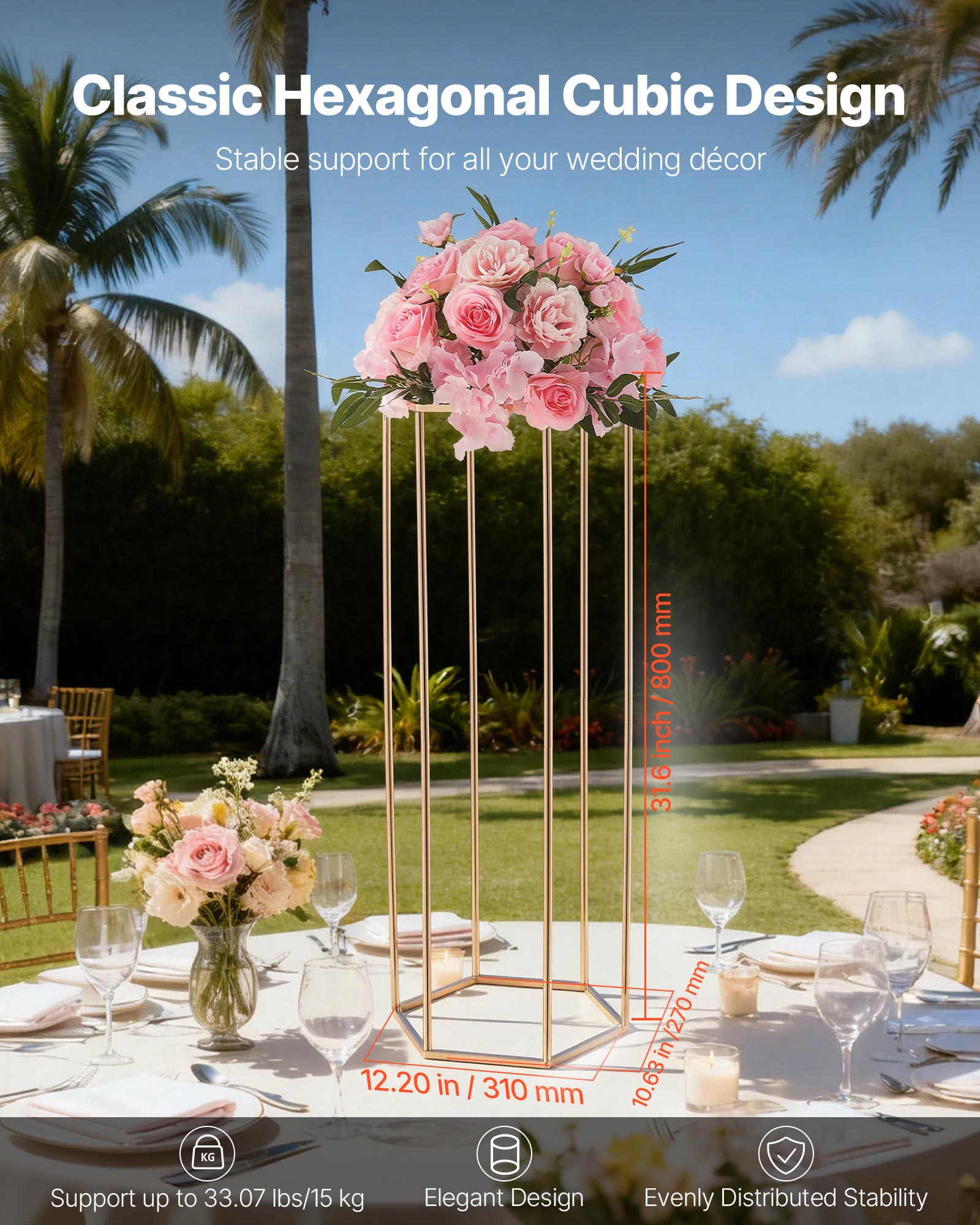 Support Fleur Mariage VEVOR Lot de 10 Support, 80 cm Panneau Transparent Acrylique, Présentoir Floral pour Fêtes, Anniversaires, Déco Intérieure - 2