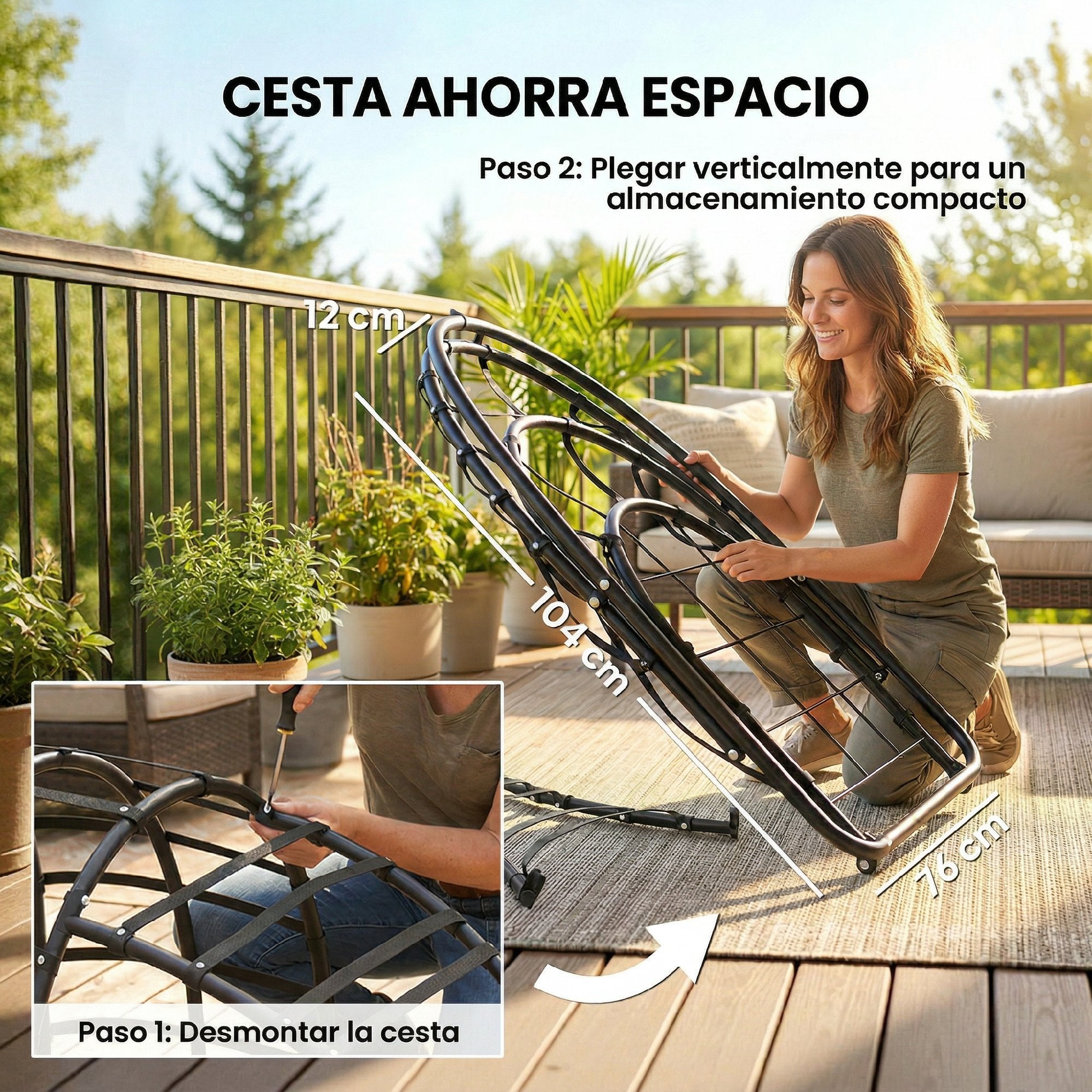 Cadeira Suspensa Tipo Ovo Outsunny Cinzento Escuro - 6