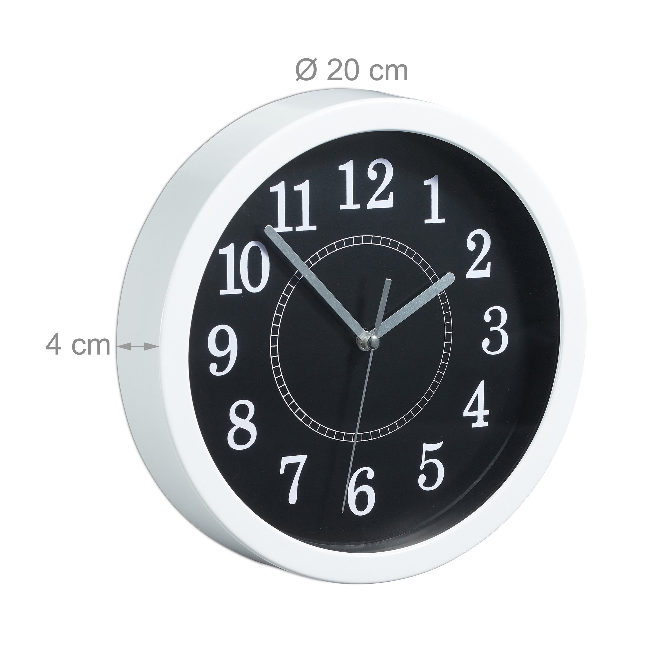 3x Orologio da Parete, Rotondo, Ø 20 cm, da Appendere al Muro, Design Classico, a Batteria, Wall Clock, Bianco - 4
