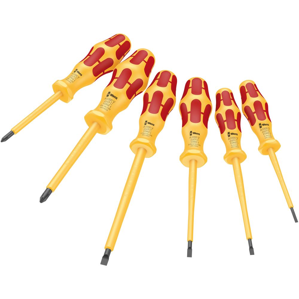 Wera Kraftform - Series 1000 VDE 1060 i/1062 i/6 - Screwdriver Set - 6 Pieces - Insulated (05051575001)