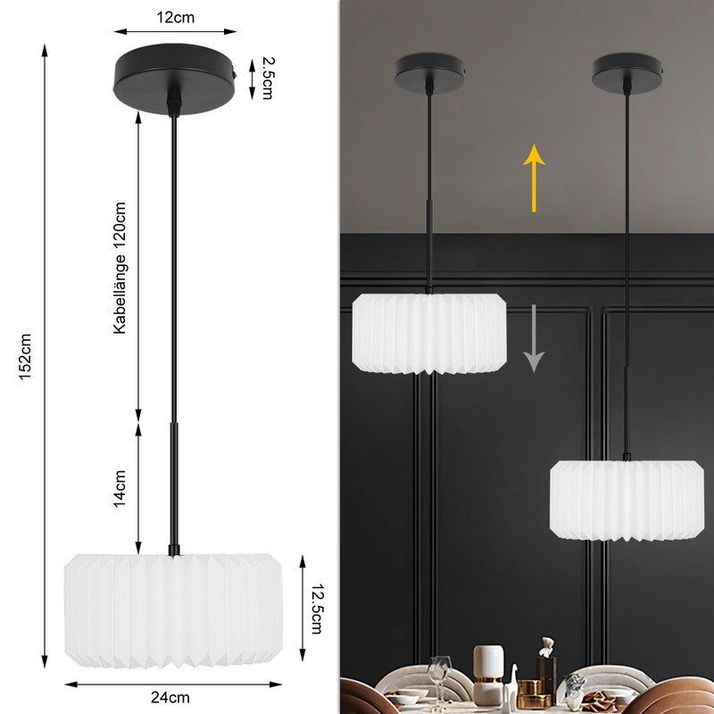 NETTLIFE Lampa wisząca do jadalni, lampa wisząca vintage, lampa wisząca do salonu, lampa do jadalni, 1 płomień, biała - 3