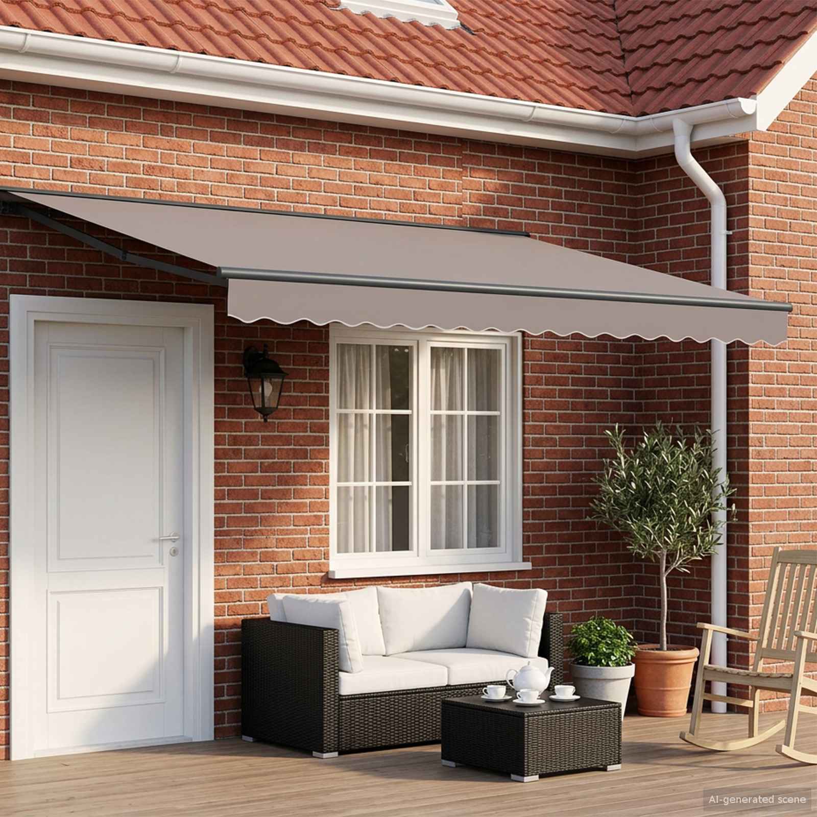 Estructura de toldo manual ajustable antracita 5 x 3,5 m acero