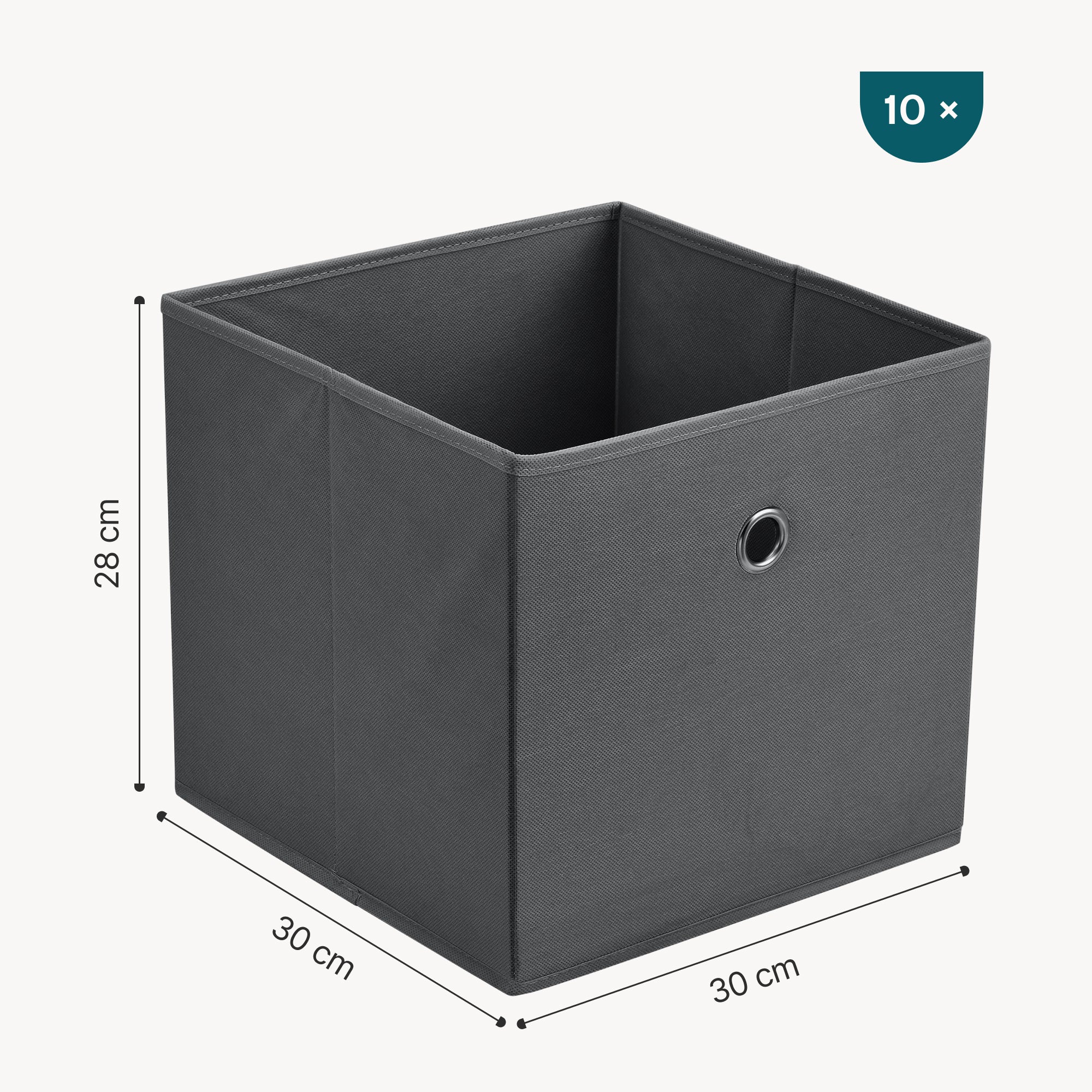 Set de 10 Boîtes de Rangement Textile Non Tissé 28 x 30 x 30 cm Gris Foncé [en.casa] - 3