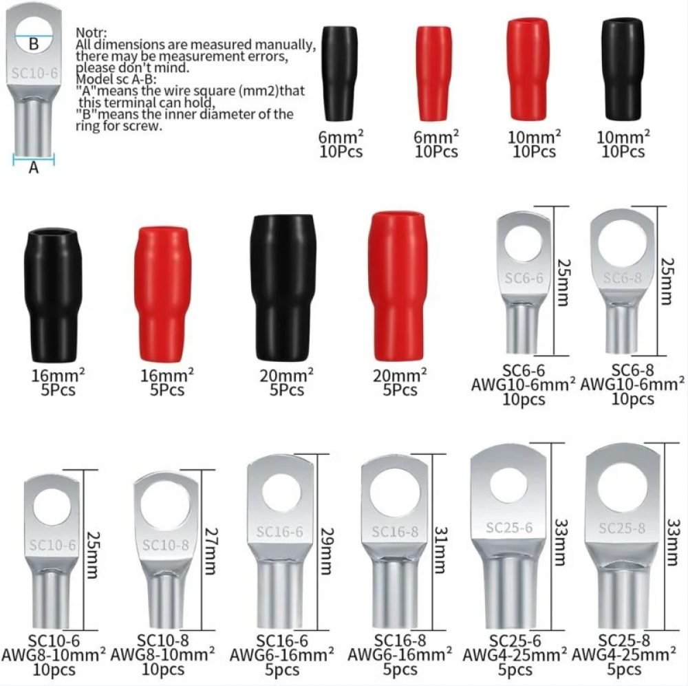 Kit di terminali del posto di giunzione della batteria a doppia vite prigioniera per uso intensivo da 1/4, Ampper 2 viti prigioniere M6 per la distribuzione del blocco (con coperchio, rosso e