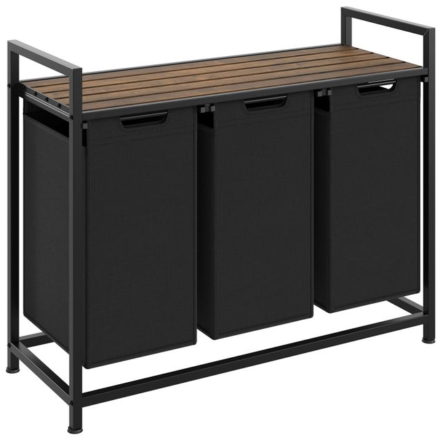 Cesta Para Ropa Sucia Plegable De 3 Compartimentos 102L | Tela Oxford 600D | Organizador De Lavandería Portátil