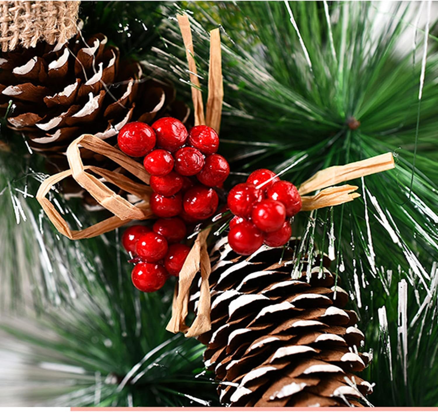 Ghirlanda Natalizia Porta D'Ingresso Con Bacche Rosse E Fiocco - Decorazione Festiva Per Casa, Natale E Matrimoni - Foto 13