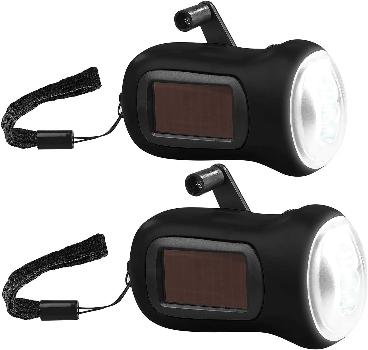 Zestaw 2 latarek solarnych i latarki LED z korbką